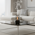 Black diffuser on glass coffee table